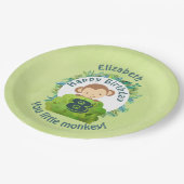 ハッピーバースデーユリトルモンキーパーソナライズされた ペーパープレート (アングル)