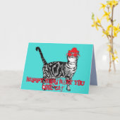 ハッピーバースデーユーカッコいいタビーキャット誕生日カード カード (黄色い花)