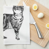 ハッピーバースデーユークールタビーキャット キッチンタオル (四つ折り)