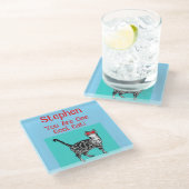 ハッピーバースデーユークールタブビーキャットメンズ夫 ガラスコースター (アングル)