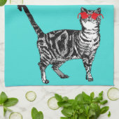 ハッピーバースデーユークールタブビーキャットメンズ夫 キッチンタオル (折り畳み)