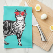 ハッピーバースデーユークールタブビーキャットメンズ夫 キッチンタオル (四つ折り)