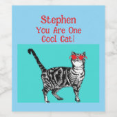 ハッピーバースデーユークールタブビーキャットメンズ夫 ワインラベル (シングルラベル)