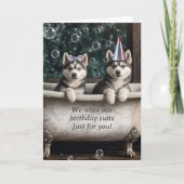 ハッピーバースデーユーモアのあるの湯船に入るハスキー カード (正面)