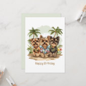 ハッピーバースデーヨークシャーテリアドッグハワイアンシャツ カード (正面/裏面インサイチュ)