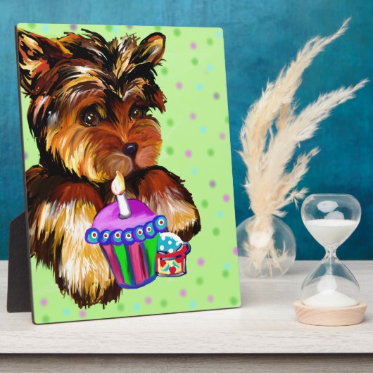 ハッピーバースデーヨークシャーテリアプール フォトプラーク (側面)