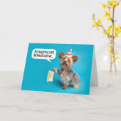 ハッピーバースデーヨークシャーテリアマスク付き顔犬 カード (黄色い花)