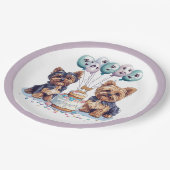 ハッピーバースデーヨークシャーテリア犬 ペーパープレート (アングル)