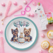 ハッピーバースデーヨークシャーテリア犬 ペーパープレート (パーティー)