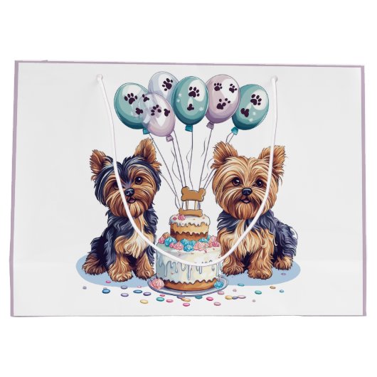 ハッピーバースデーヨークシャーテリア犬 ラージペーパーバッグ (裏面)