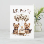 ハッピーバースデーヨークシャーテリア犬 招待状 (スタンド正面)