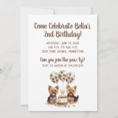 ハッピーバースデーヨークシャーテリア犬 招待状 (裏面)