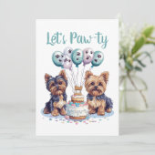 ハッピーバースデーヨークシャーテリア犬 招待状 (スタンド正面)