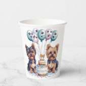 ハッピーバースデーヨークシャーテリア犬 紙コップ (正面)
