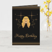 ハッピーバースデーライオンキングブラッククラウン カード (黄色い花)