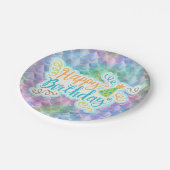 ハッピーバースデーライトブルードラゴンスケールズ7インチプレート ペーパープレート (アングル)