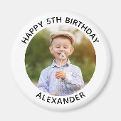 ハッピーバースデーラウンドフォトホワイト マグネット (正面)