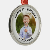 ハッピーバースデーラウンドフォトホワイト メタルオーナメント (右)