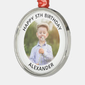 ハッピーバースデーラウンドフォトホワイト メタルオーナメント (左)