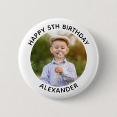 ハッピーバースデーラウンドフォトホワイト 缶バッジ (正面)