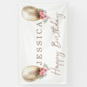 ハッピーバースデーラグジュアリーベージュバルーングリッター 横断幕 (縦)