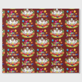 ハッピーバースデーラッピング紙サル ラッピングペーパー (フラット)