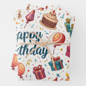 ハッピーバースデーラッピング紙シートとバルーン ラッピングペーパーシート (インサイチュ)