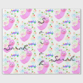 ハッピーバースデーラッピング紙ピンクウォームカップケーキ ラッピングペーパー (フラット)