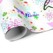 ハッピーバースデーラッピング紙ピンクウォームカップケーキ ラッピングペーパー (ロールコーナー)
