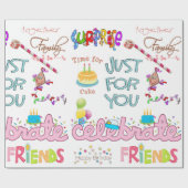 ハッピーバースデーラッピング紙フレンズファミリー ラッピングペーパー (フラット)