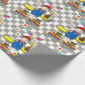 ハッピーバースデーラッピング紙ボーイトレインカップケーキ ラッピングペーパー (角)