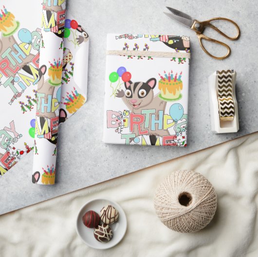 ハッピーバースデーラッピング紙ポッサムケーキ ラッピングペーパー (クラフト)