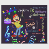 ハッピーバースデーラッピング紙ミュージシャンギター ラッピングペーパー (フラット)