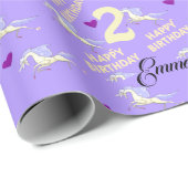 ハッピーバースデーラッピング紙ユニコーンパープル2yrs ラッピングペーパー (ロールコーナー)
