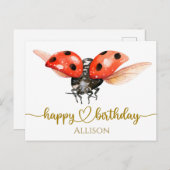 ハッピーバースデーラディバグ水色ポストカード ポストカード (正面/裏面)