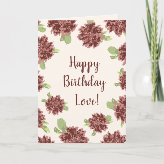 ハッピーバースデーラブジェネリック – 赤いデイジーフレーム。 カード (正面)