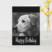 ハッピーバースデーラブラドールリトリエバーパピードッグブラック カード (黄色い花)