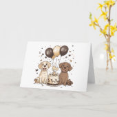 ハッピーバースデーラブラドールレトリエバードッグ カード (黄色い花)