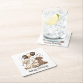 ハッピーバースデーラブラドールレトリエバードッグ スクエアペーパーコースター (インサイチュ)