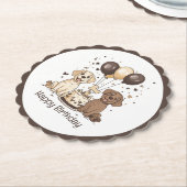 ハッピーバースデーラブラドールレトリエバードッグ ペーパーコースター (アングル)