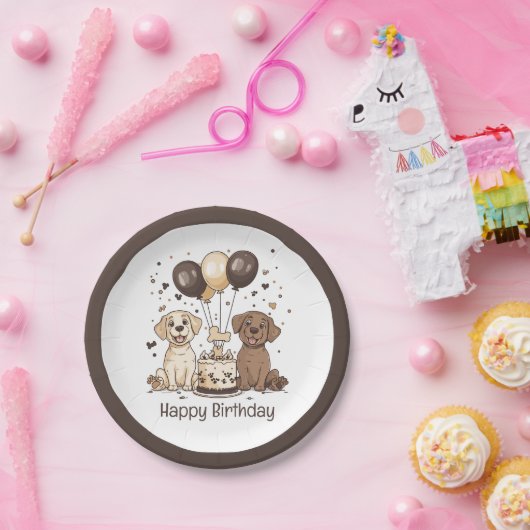 ハッピーバースデーラブラドールレトリエバードッグ ペーパープレート (パーティー)