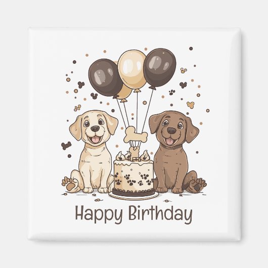 ハッピーバースデーラブラドールレトリエバードッグ マグネット (正面)