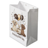 ハッピーバースデーラブラドールレトリエバードッグ ミディアムペーパーバッグ (正面アングル)