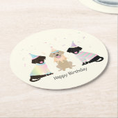 ハッピーバースデーラブラドールレトリエバードッグ ラウンドペーパーコースター (アングル)
