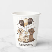 ハッピーバースデーラブラドールレトリエバードッグ 紙コップ (裏面)