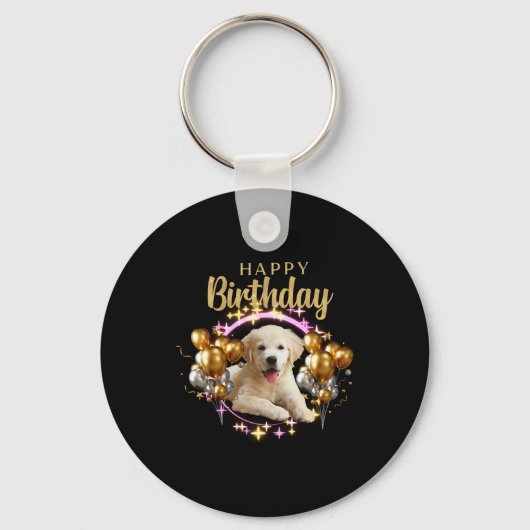 ハッピーバースデーラブラドール検索機 キーホルダー (正面)