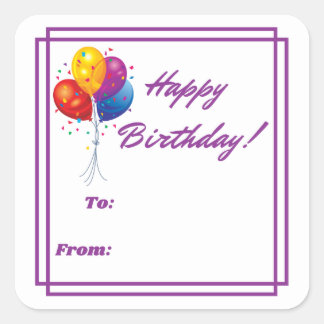 ハッピーバースデーラベル スクエアシール