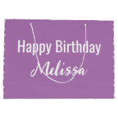 ハッピーバースデーラベンダーとホワイトネームパターン ラージペーパーバッグ (裏面)