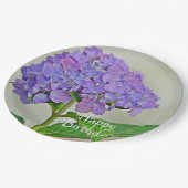 ハッピーバースデーラベンダーハイドランジア ペーパープレート (アングル)