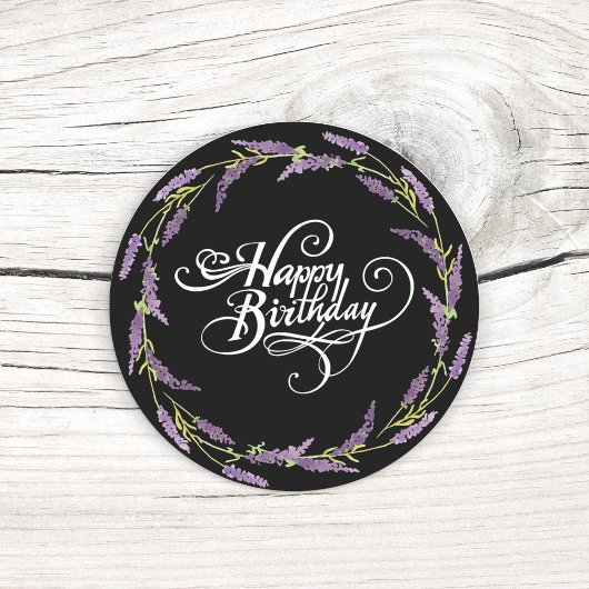 ハッピーバースデーラベンダー ラウンドシール